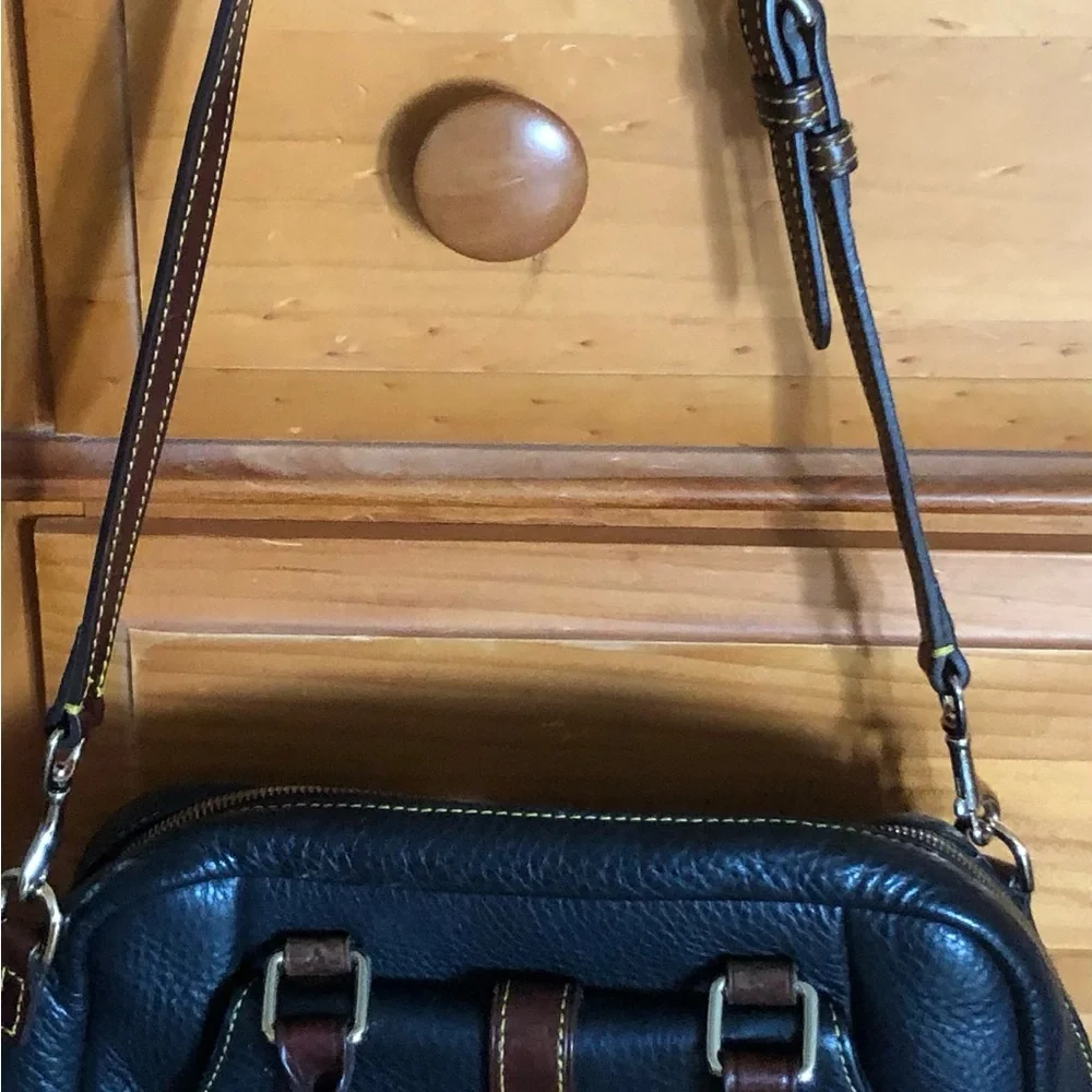 Dooney & Bourke Samba Pebbled Leather Large Black Satchel Cross Body Bag